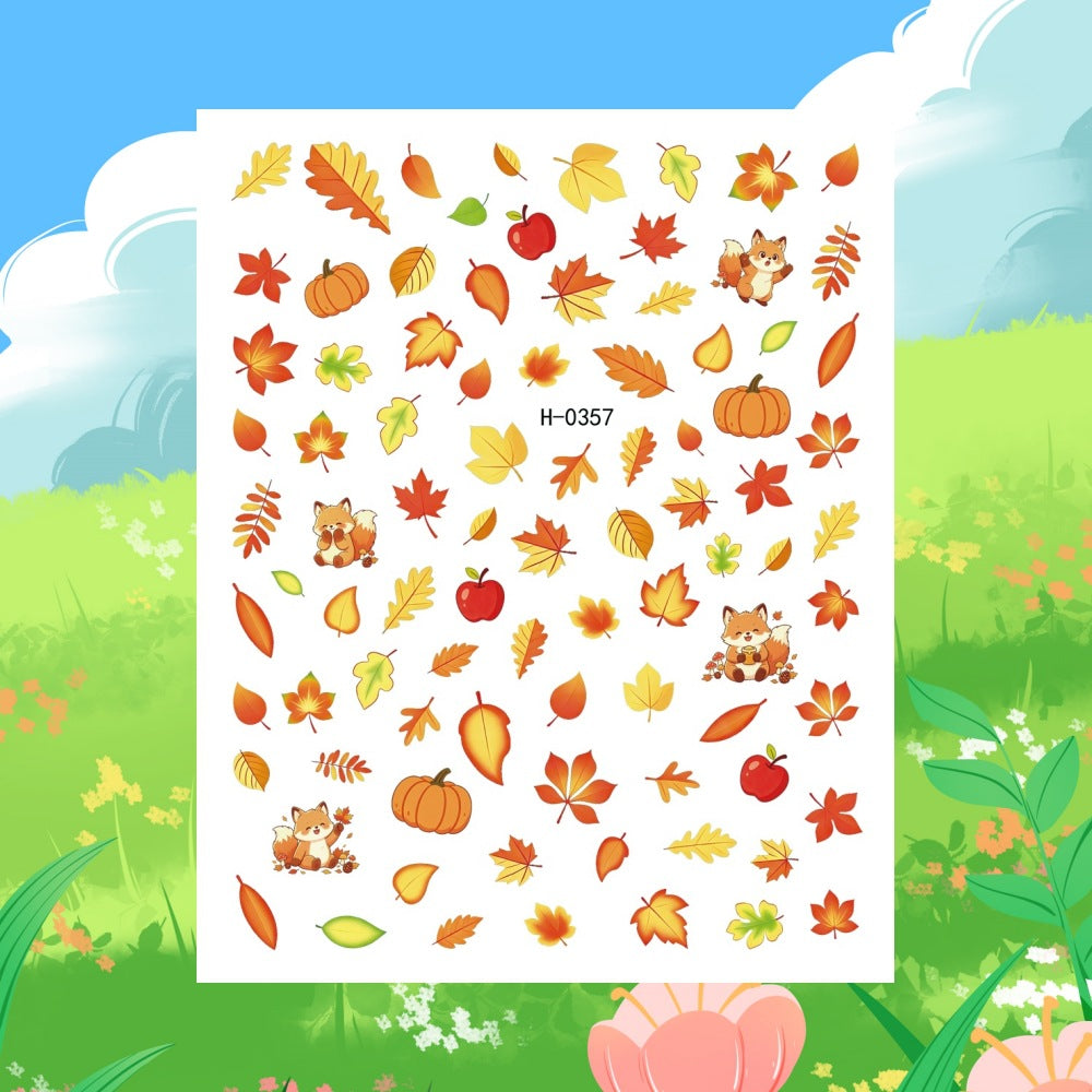 Autumn-Themed Nail Art Sticker Sheet