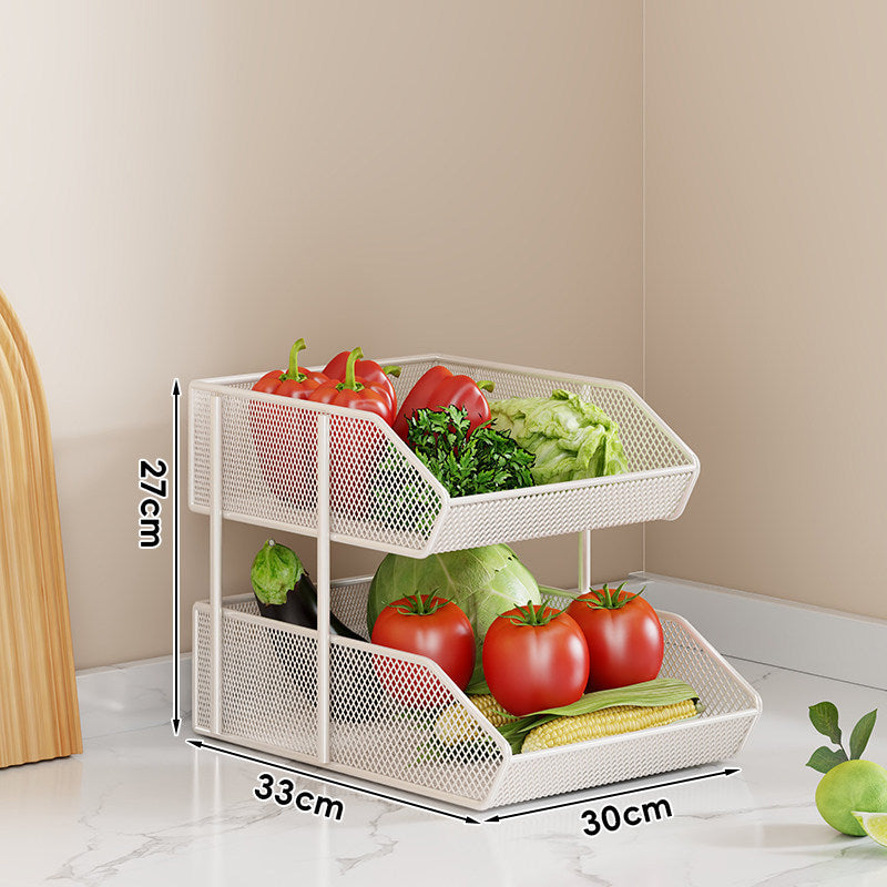 Triple-Tier Metal Mesh Countertop Produce and Pantry Organizer