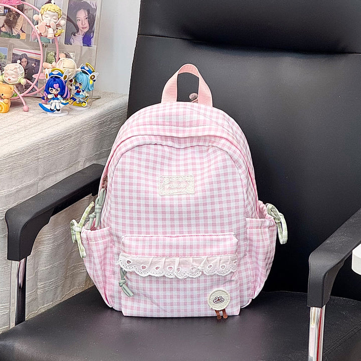 Cute Gingham Print School Backpack Kalsten