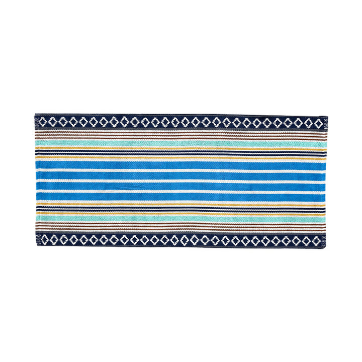 Flat runner rug made of cotton blend with checked woven structure