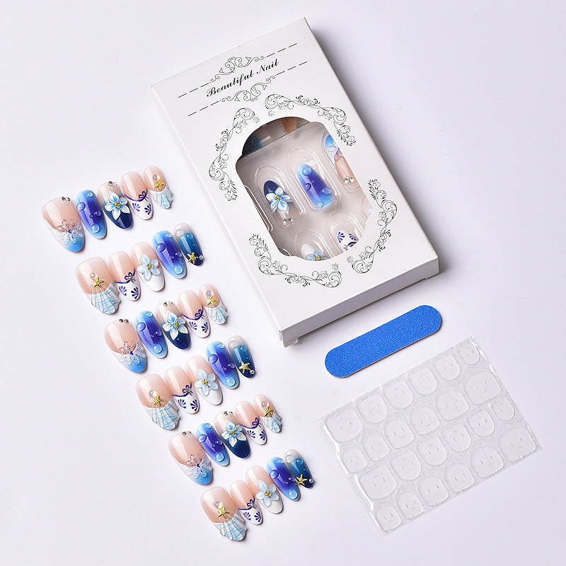 Luxurious Ocean-Inspired Decorative Press-On Nails