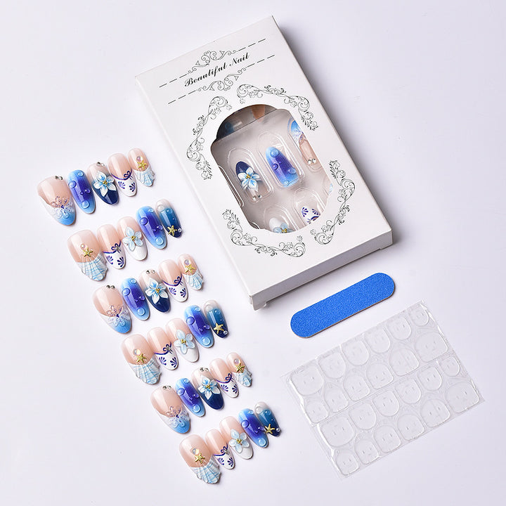 Luxurious Ocean-Inspired Decorative Press-On Nails