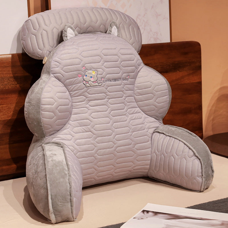 Ergonomic reading pillow with armrests, neck roll and non-slip cover