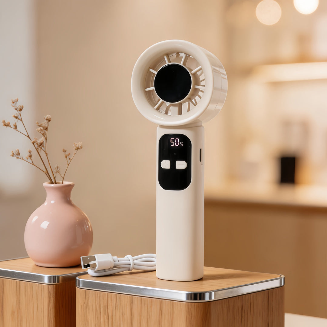 Unisex nan bladeless Mini handheld fan with digital display and USB charging function Kalsten
