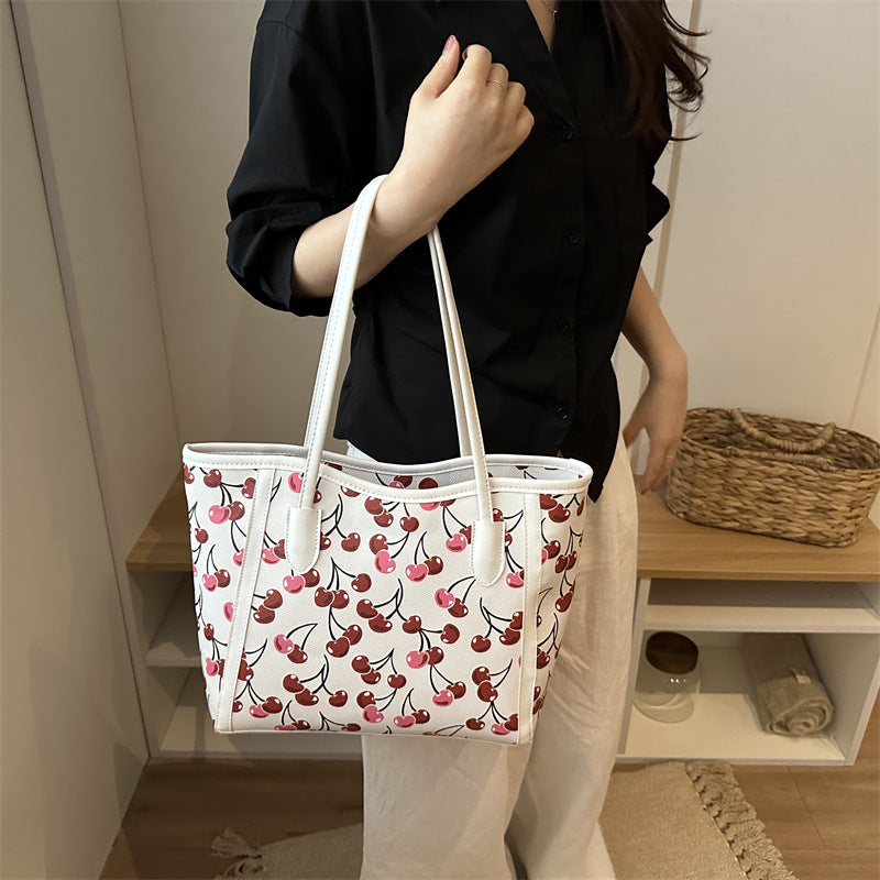 Cherry-Print Tote Bag