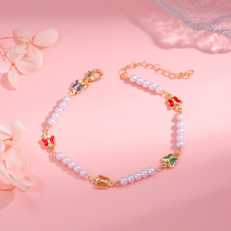 Pearl and Colorful Evil Eye Bracelet Kalsten