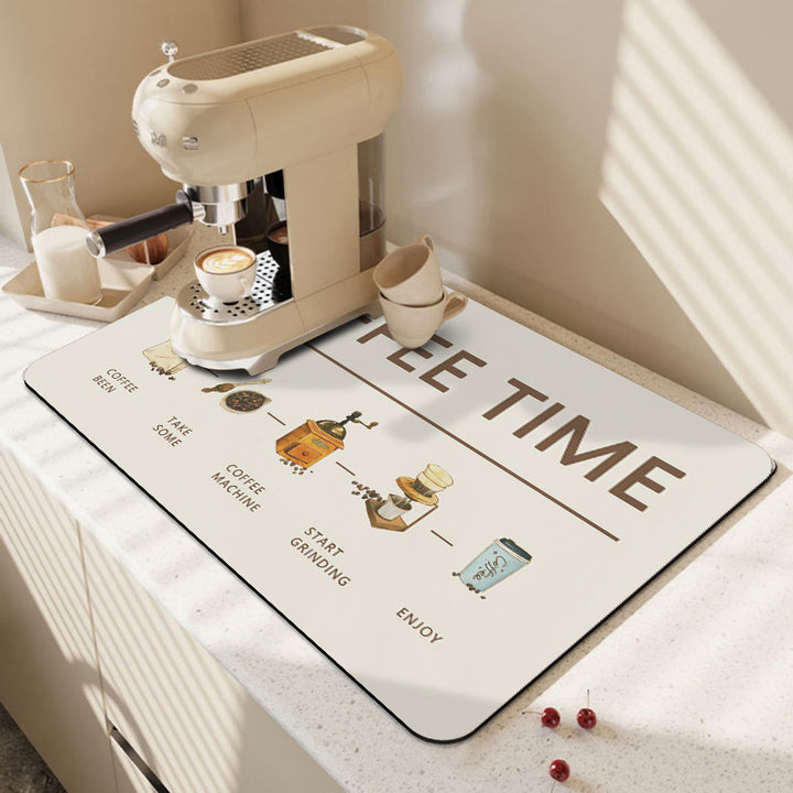 Coffee-Themed Kitchen Counter Mat