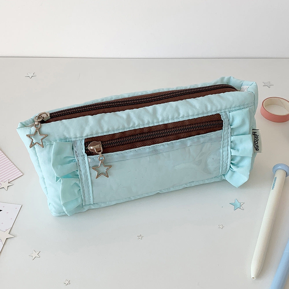Star-Embellished Cosmetic Pencil Case