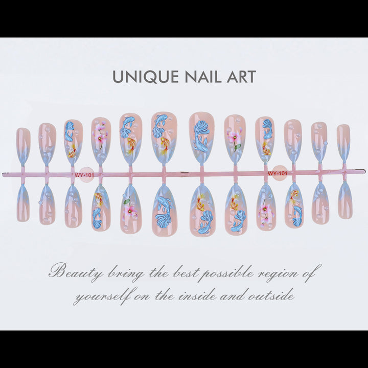Artistic Floral-Design Press-On Nail Set Kalsten