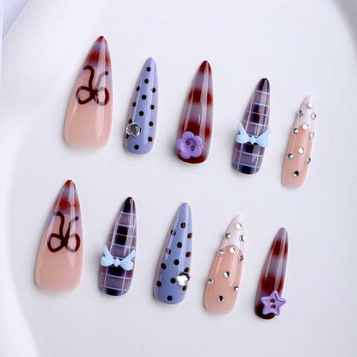 Artificial nails with creative 3D design and playful accents Kalsten
