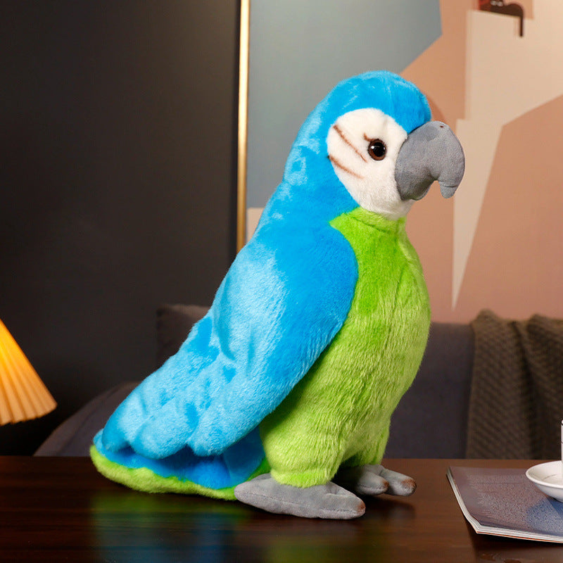 Lifelike Plush Parrot Toy with Embroidered Beak and Poseable Feet Kalsten