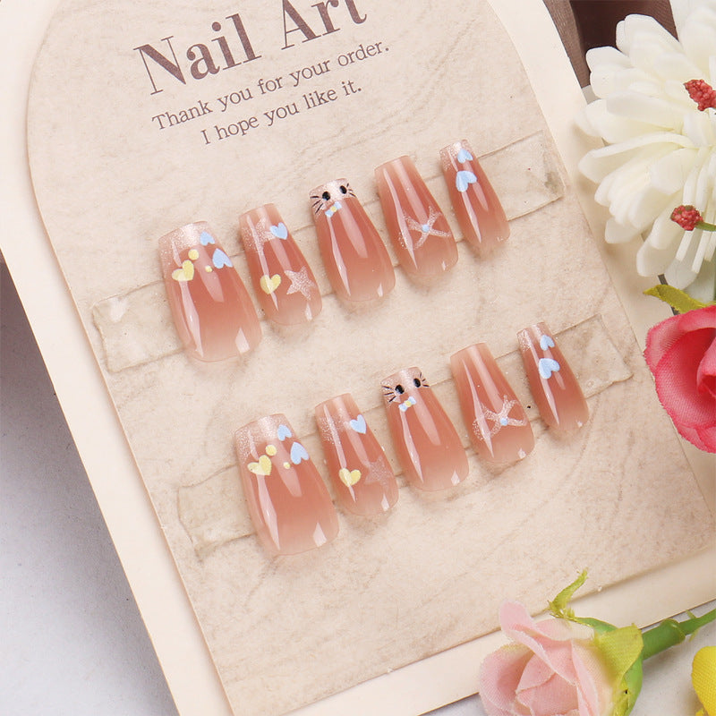 Stylish Press-On Nail Set with Elegant Floral Accents Kalsten