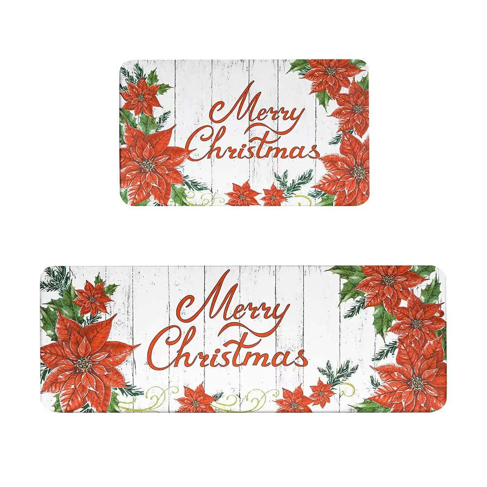 Festive Christmas-Themed Kitchen Mat Set