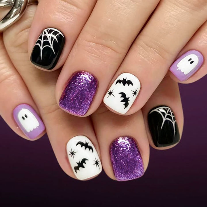 Artistic Halloween-Themed Press-On Nails  1791110837