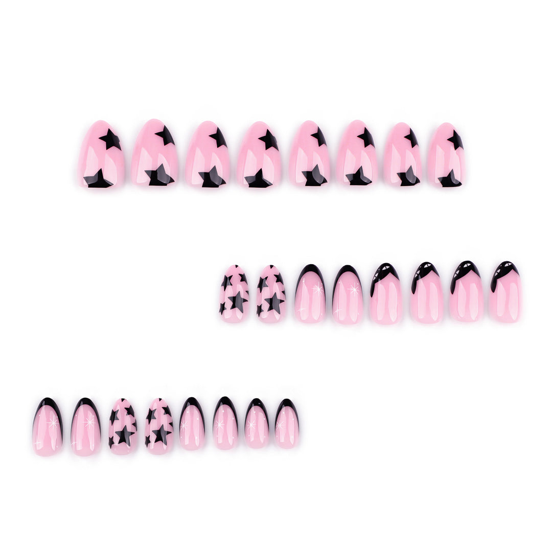Artful Nail Art with Star and Black Tip Design Kalsten