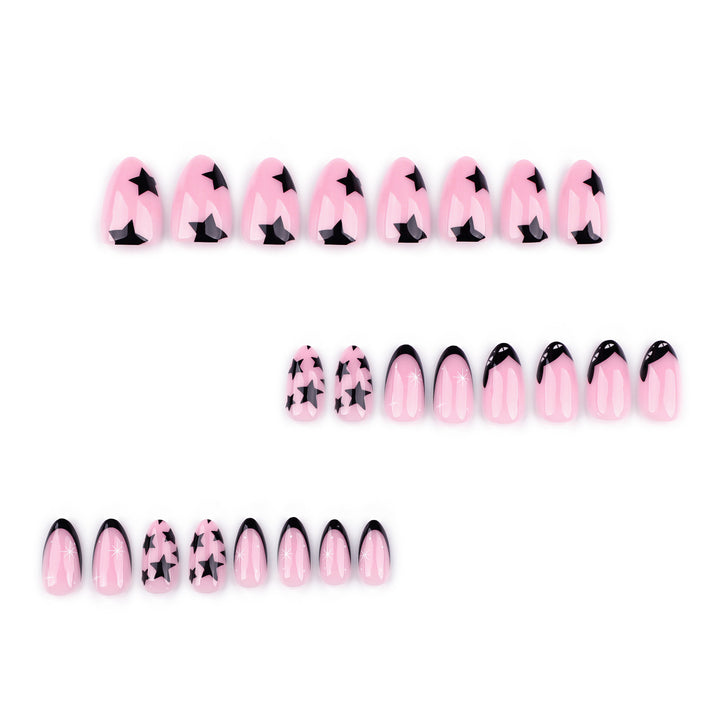 Artful Nail Art with Star and Black Tip Design Kalsten