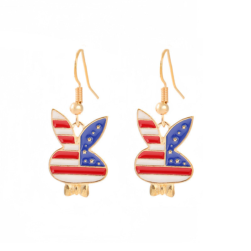 Ladies enamel earrings horseshoe with star stripe motif Kalsten