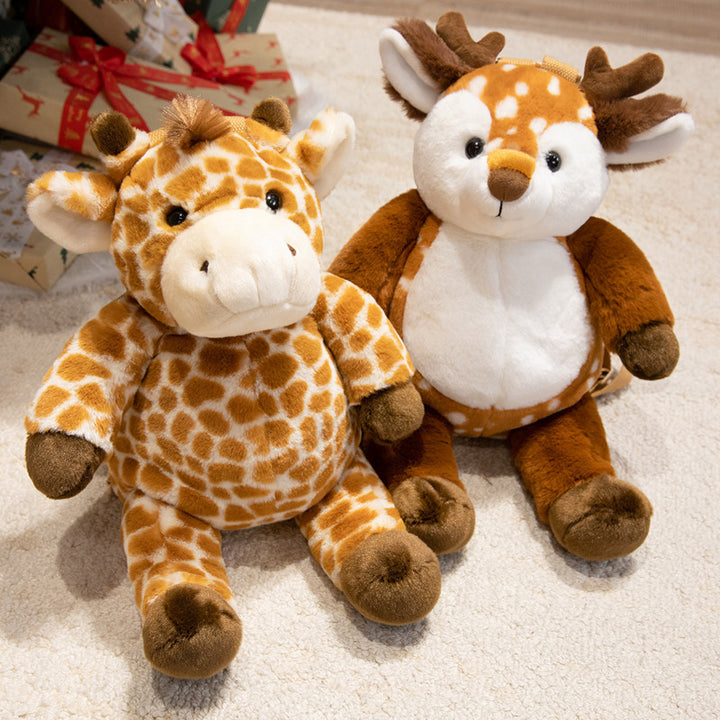 Plush Deer-Shaped Backpack with Adjustable Straps and Zippered Compartment Kalsten