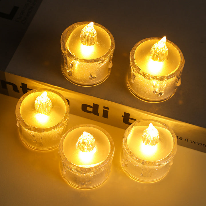 Flameless LED Tea Light Candles with Drip-Effect Glitter Shell