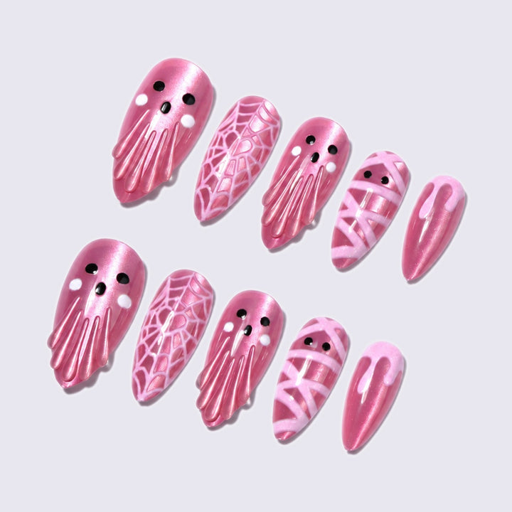 Artificial Nail Set with Halloween Motif and Glitter Accents Kalsten
