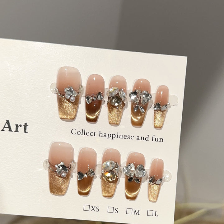 Decorative Rhinestone-Accented Press-On Nail Set