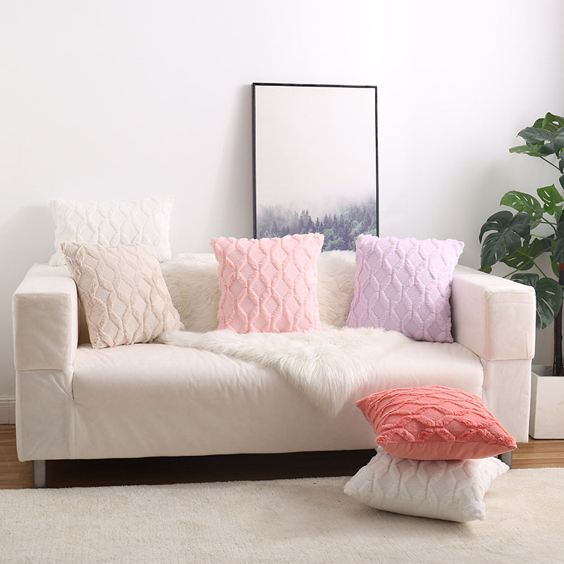 Textured Knit Diamond Tufted Square Throw Pillow Cover with Frayed Edge
