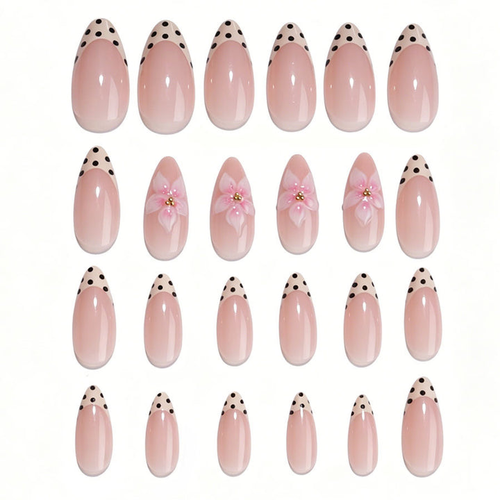 Acrylic nail set with floral accents and dots Kalsten