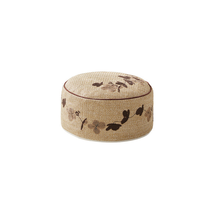 Flower-shaped floor pouf with cuddly teddy fleece surface and removable cover
