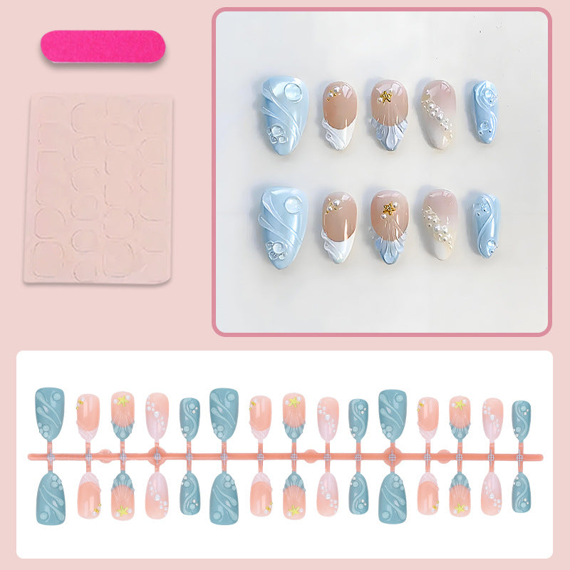 Artificial nail set with elegant pearl and glitter variations Kalsten