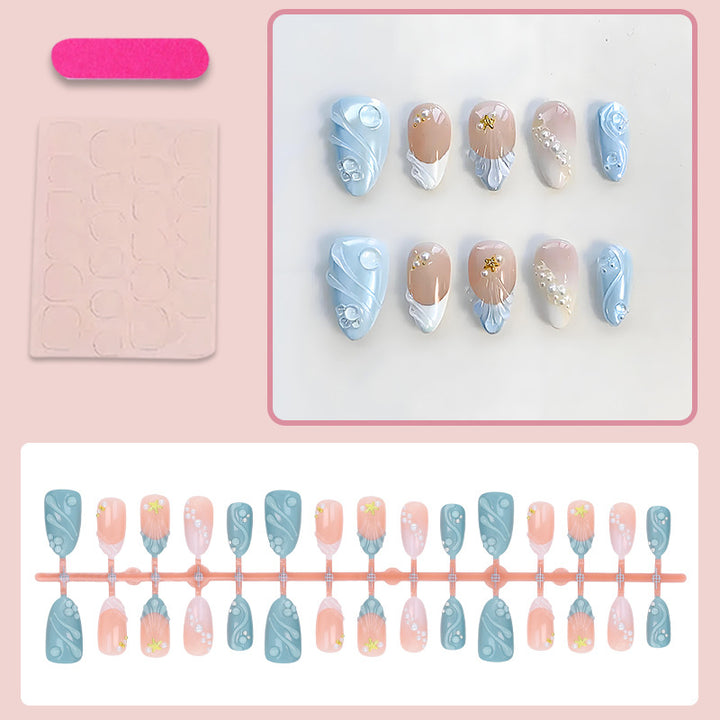 Artificial nail set with elegant pearl and glitter variations Kalsten