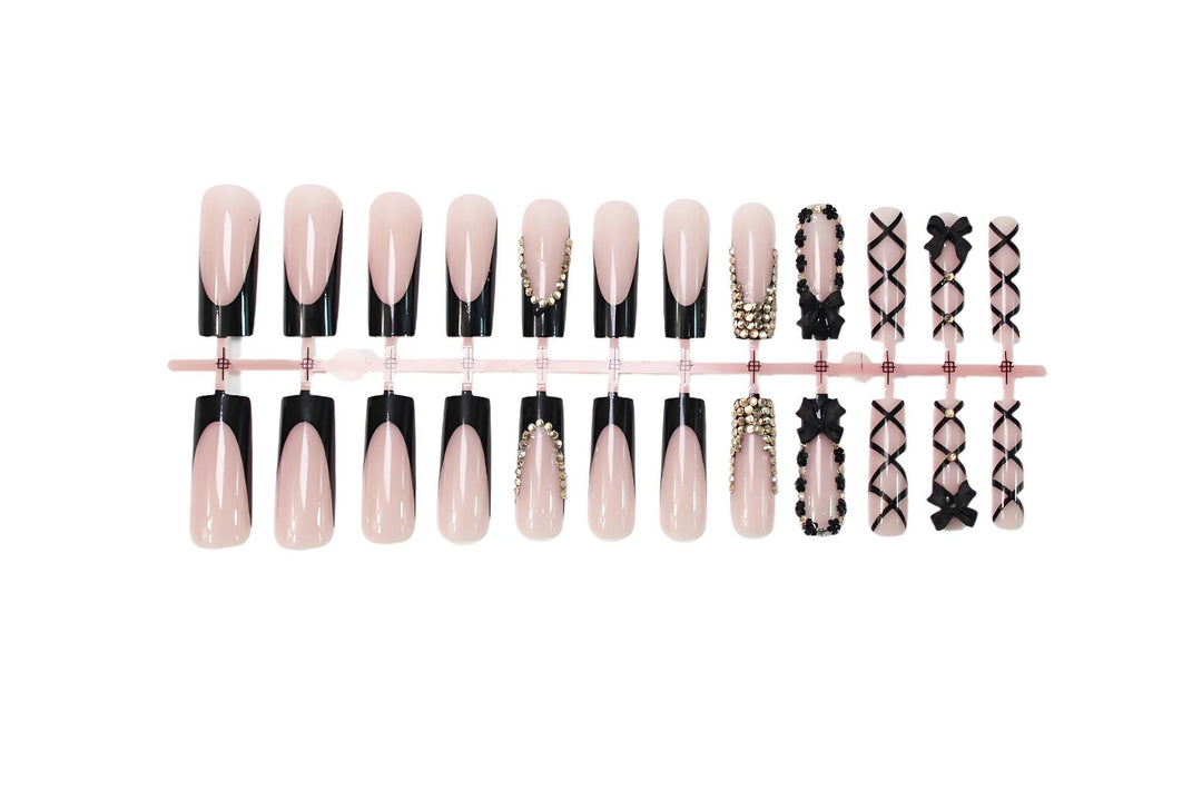 Luxury artificial nails with sparkling accents and creative design Kalsten
