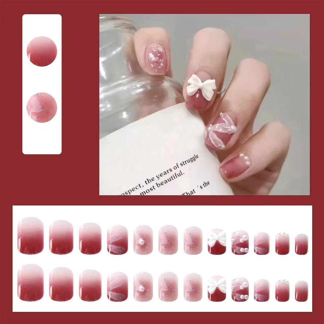 Creative art nails with bows and pearl coating Kalsten