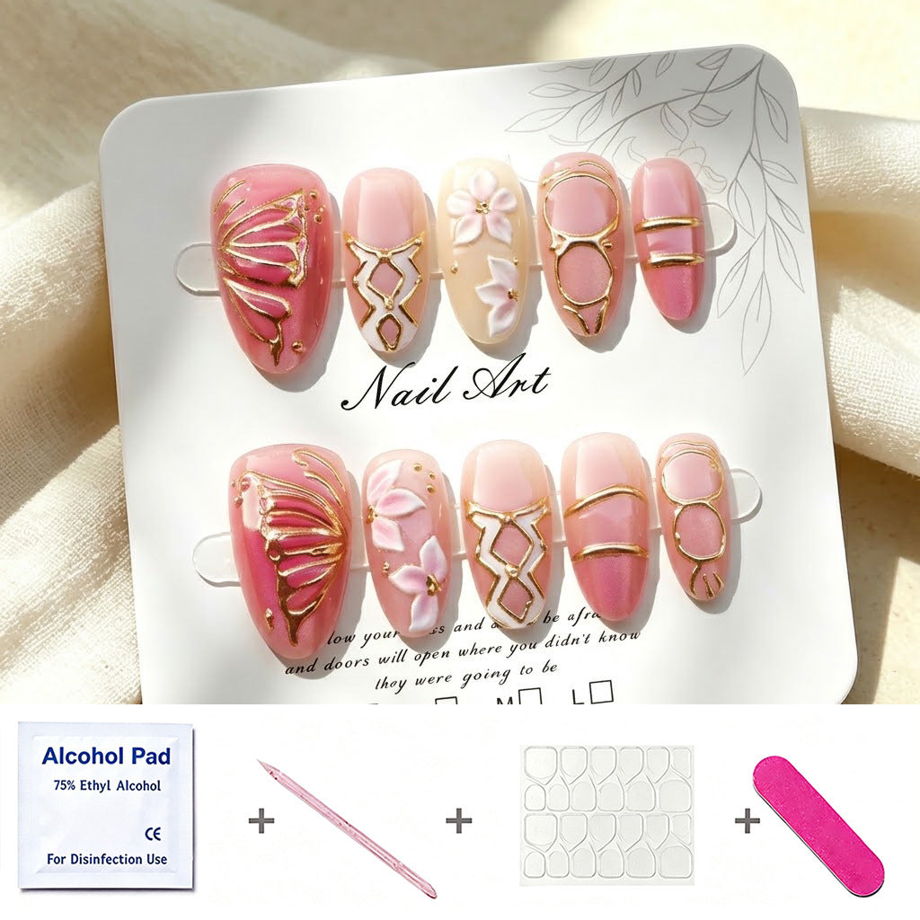 Decorative Floral Elegance Press-On Nail Set