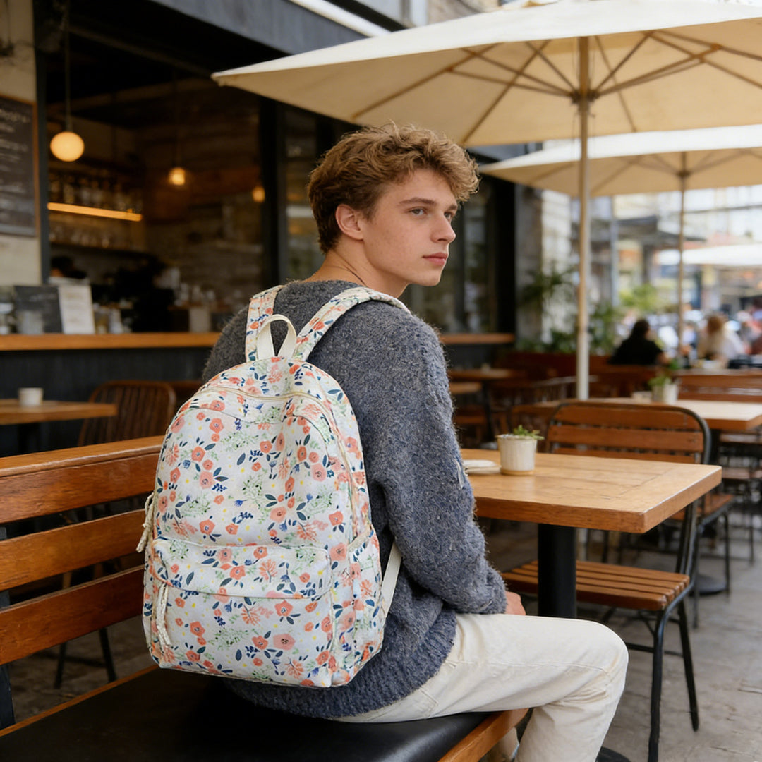 Floral Print Multi-Pocket Backpack