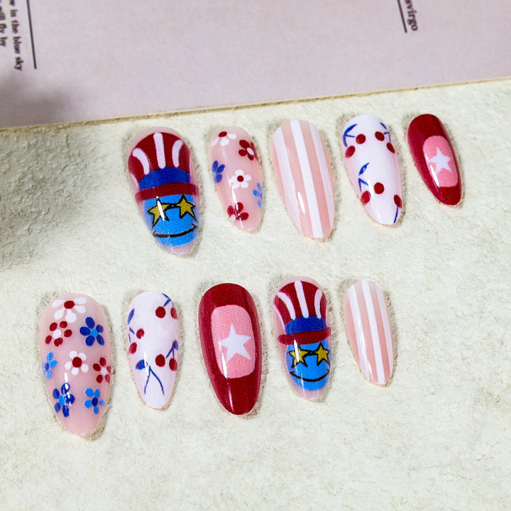 Artificial nail set with creative flower and star designs Kalsten