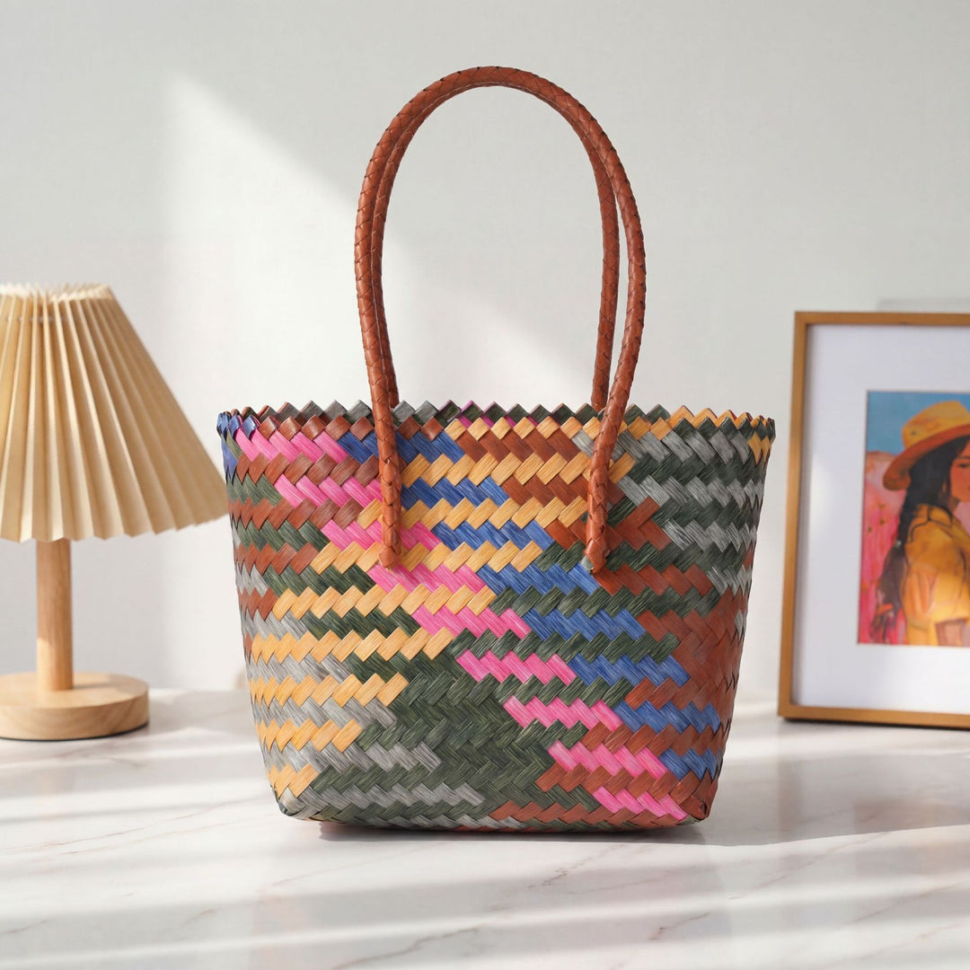 Handy basket bag with colorful design Kalsten