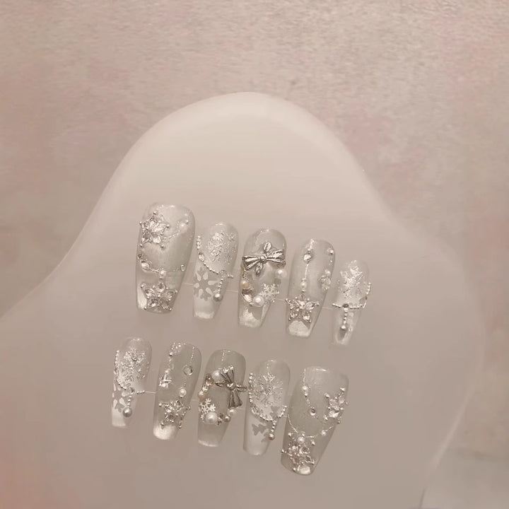 Frosted Decorative Design Press-On Nail Set