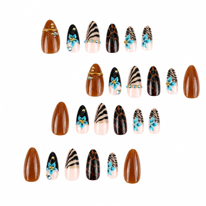 Trendy 3D Floral Stiletto Nail Set