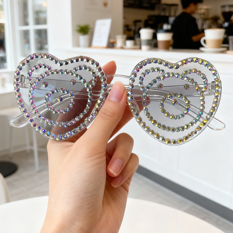 Heart-Shaped Rhinestone Sunglasses Kalsten