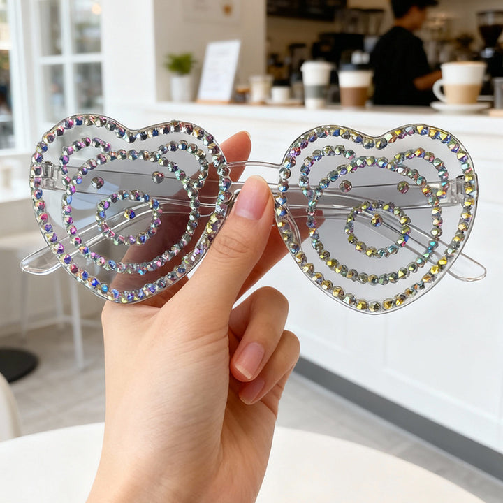 Heart-Shaped Rhinestone Sunglasses Kalsten