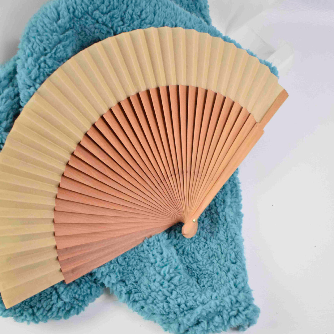Ladies fan made of high-quality paper with stylish wooden frame Kalsten