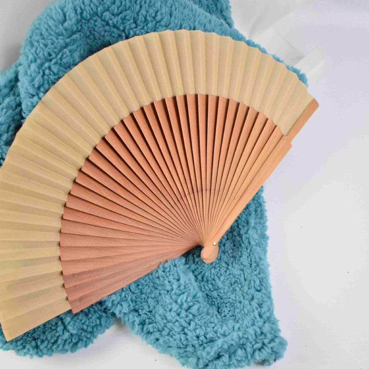 Ladies fan made of high-quality paper with stylish wooden frame Kalsten