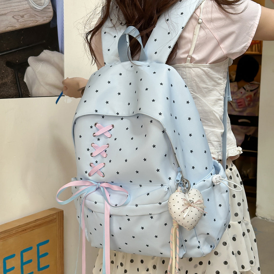 Star Print Decorative School Backpack Kalsten