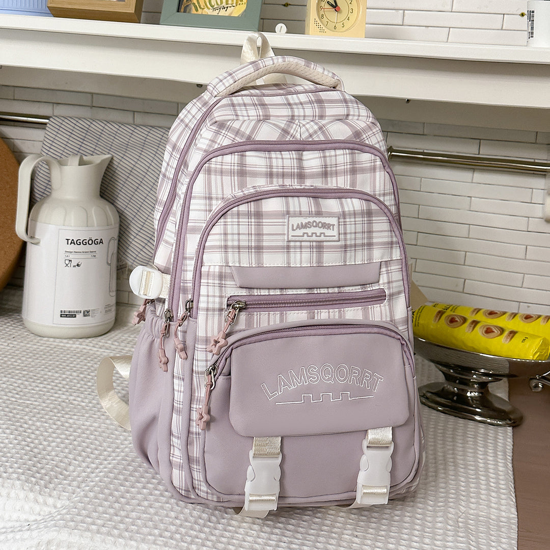 Stylish Plaid Pattern Backpack Kalsten