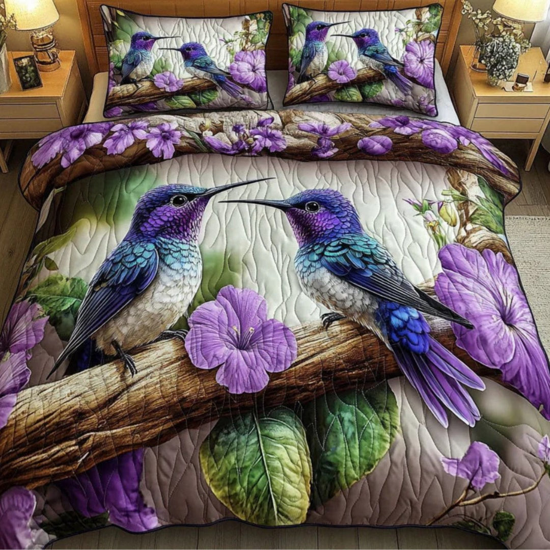 Quilted Tree Of Life Comforter Set With Embroidered Jacquard Cover And Matching Shams