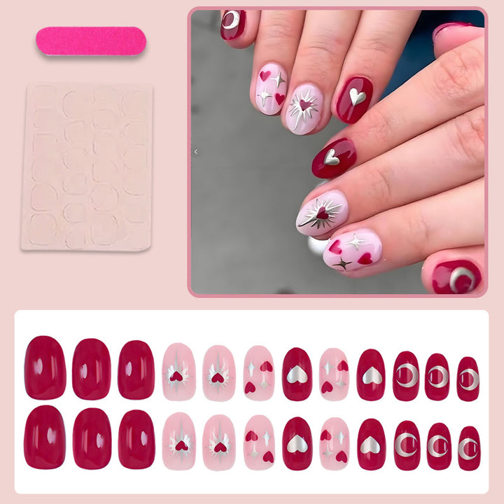 Nail art set with romantic heart and star motifs Kalsten
