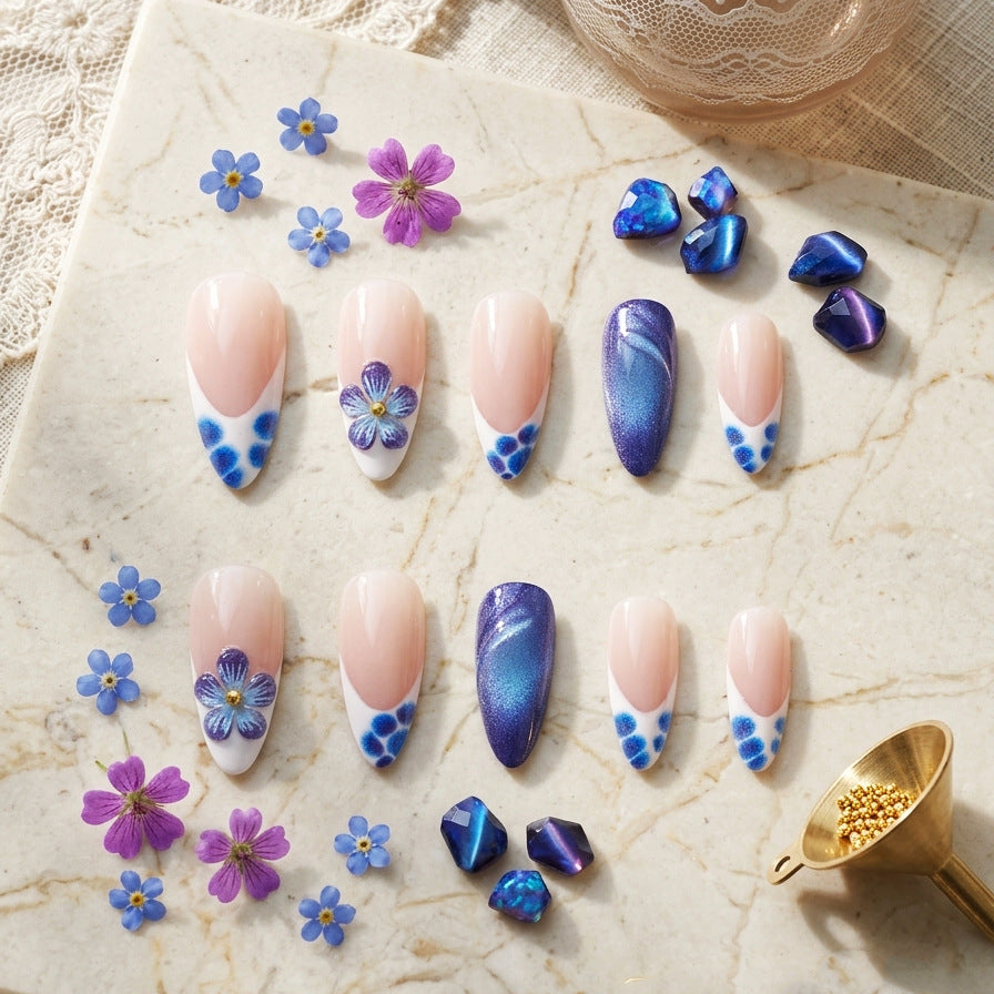 Artistic Floral Press-On Nail Art Set