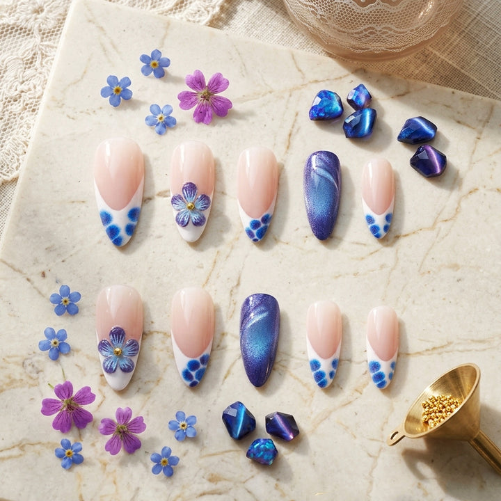Artistic Floral Press-On Nail Art Set