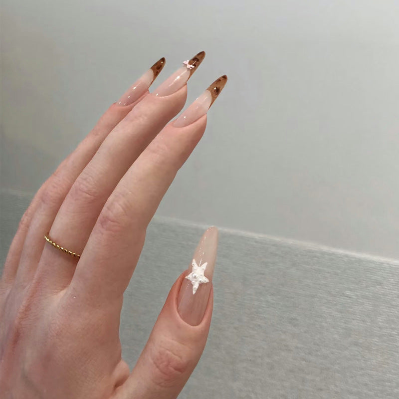 Elegant Long-Lasting Press-On Nails with Star Accents Kalsten