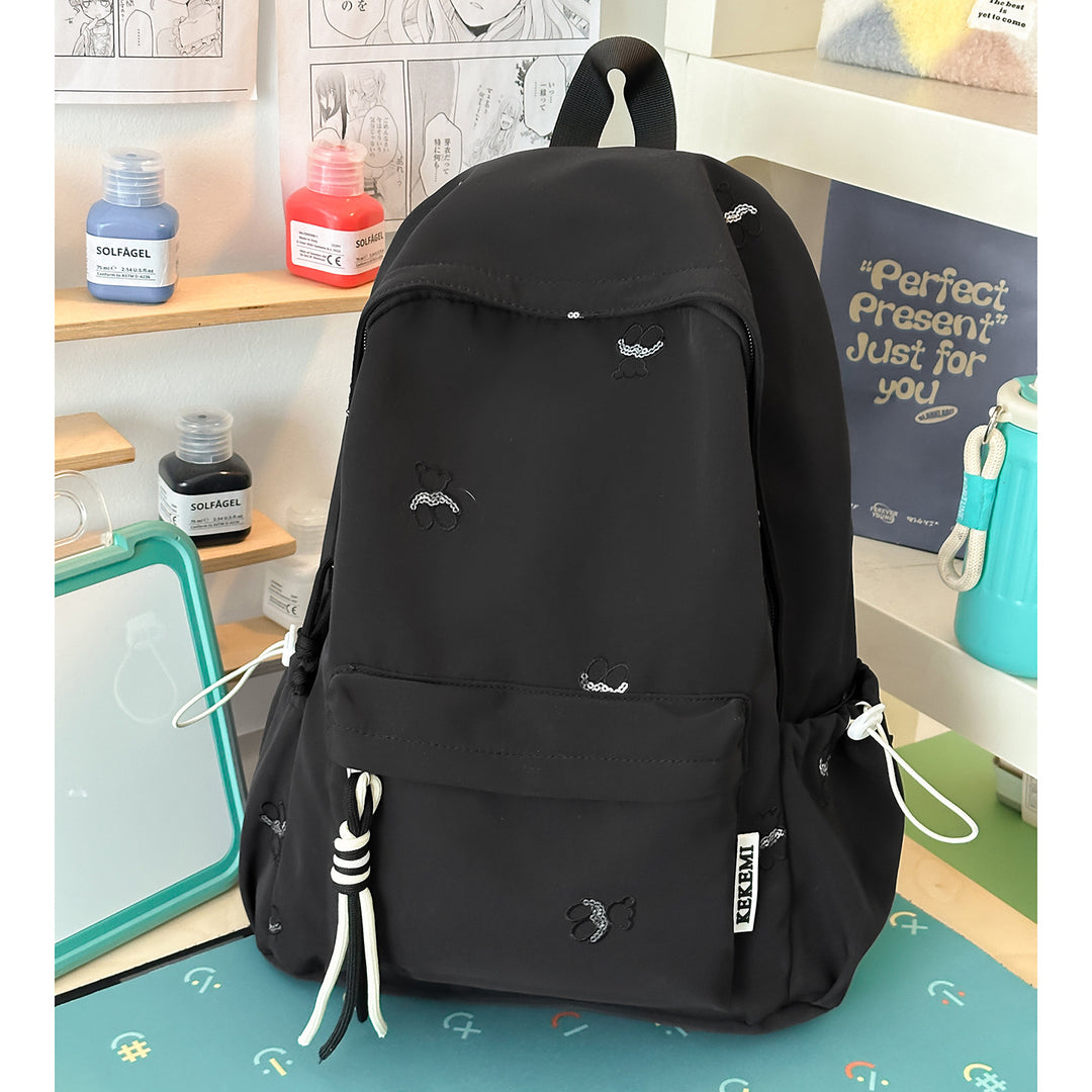 Cute Character Embroidered School Backpack